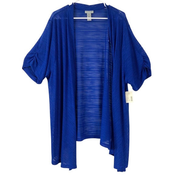 Catherine's Sweaters - Catherine's 4X Blue Open Front Sheer Kimono Cardigan Duster Lightweight NWT